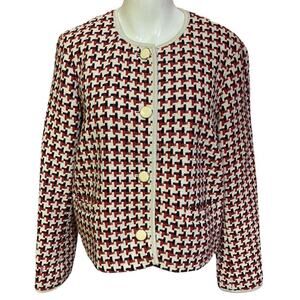 Hobbs of London Tafara Tweed Jacket in Red Multi Size 10